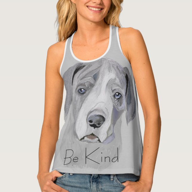 Personalize Great Dane Puppy Black and White Tank Top (Front)