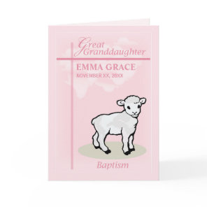 Personalize Great Granddaughter, Baptism Pink Girl Card