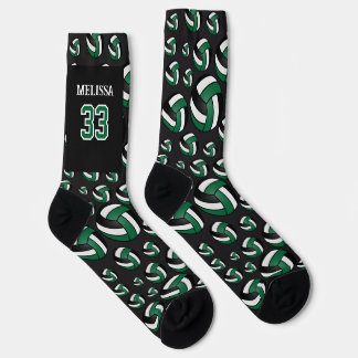 Personalize Green, Black and White Volleyball  Socks