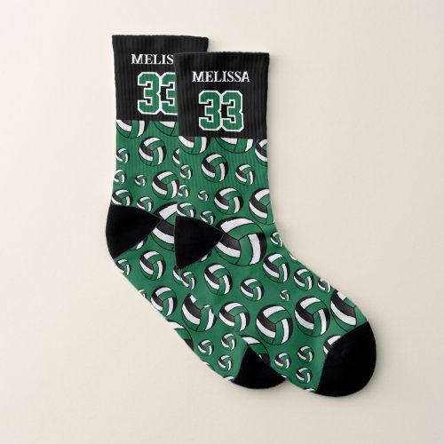 Personalize Green Black and White Volleyball  Socks