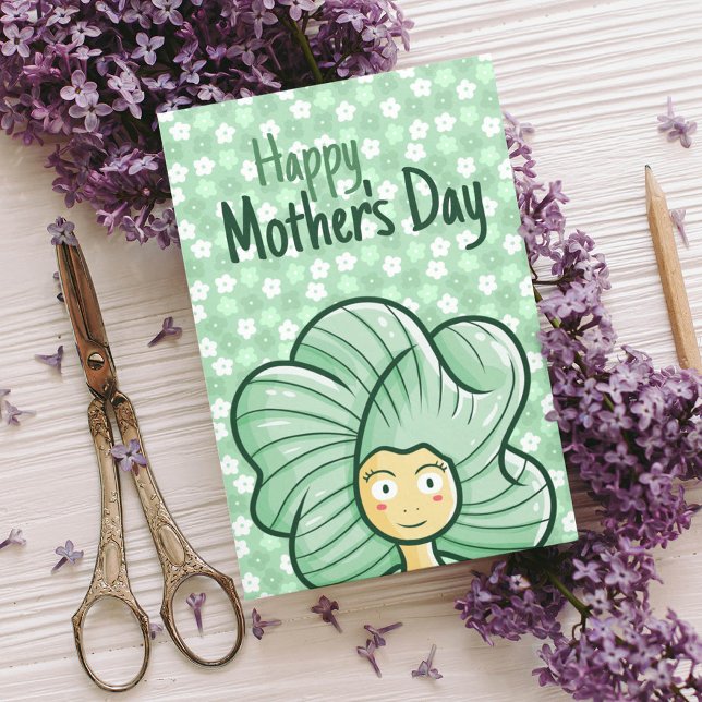 Personalize Green Hair Girl Mother's Day Card (Creator Uploaded)
