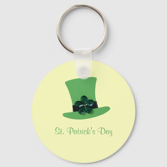 Personalize Green hat for St. Patrick's day Keychain (Front)