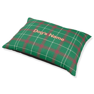 Personalize Green Red Plaid Large Dog Bed