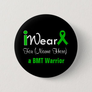 Personalize Green Ribbon Bone Marrow Transplant Button