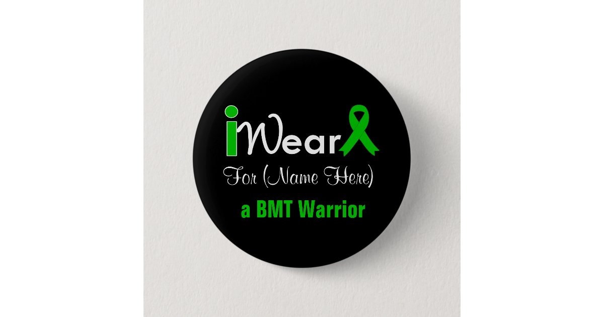 Personalize Green Ribbon Bone Marrow Transplant Button | Zazzle