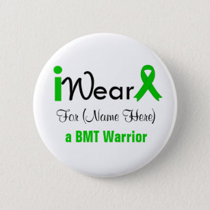 Personalize Green Ribbon Bone Marrow Transplant Button