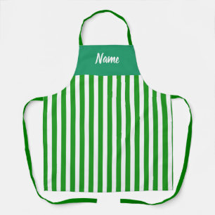 Personalize Green Stripe Kitchen Chef  Apron