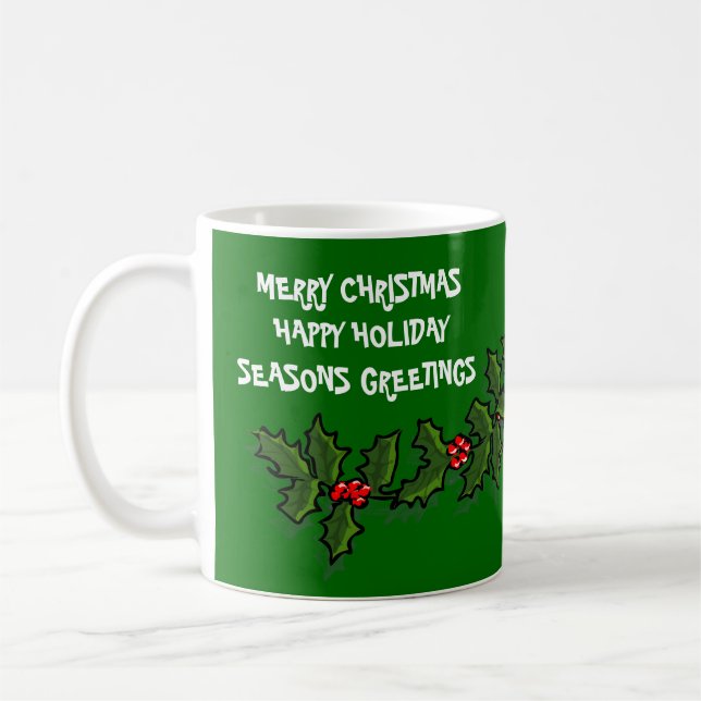 Personalize Greeting Christmas Holiday Coffee Mug (Left)