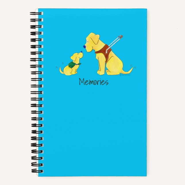 Personalize Guide Dog Puppy and Adult Blue Custom Notebook (Front)