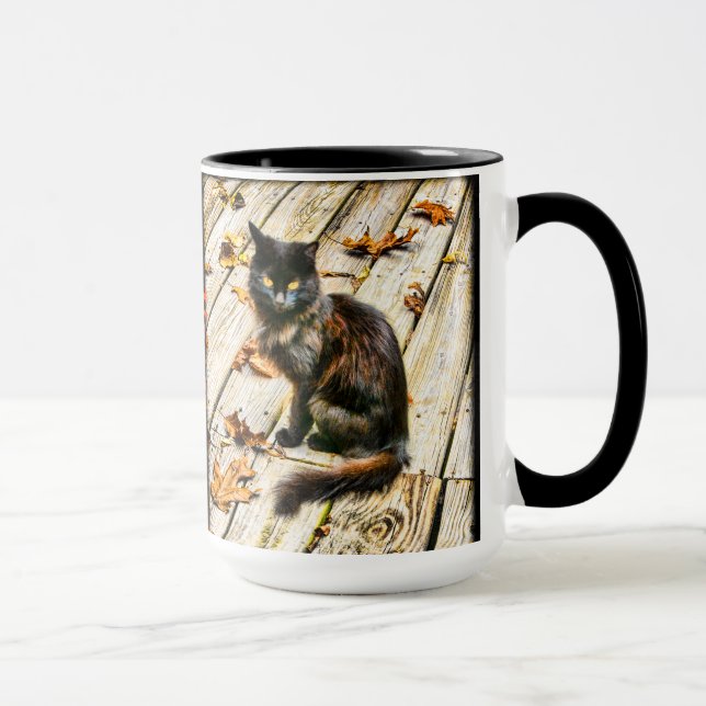 Personalize: Halloween Black Cat Photograph Mug (Right)