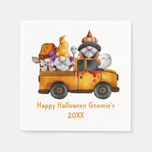 Personalize Halloween Gnomes Orange Truck Napkins