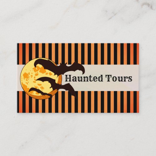 Personalize Halloween Haunted Tours Orange Black Business Card