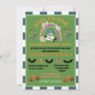 Personalize halloween hockey-themed kids' birthday invitation