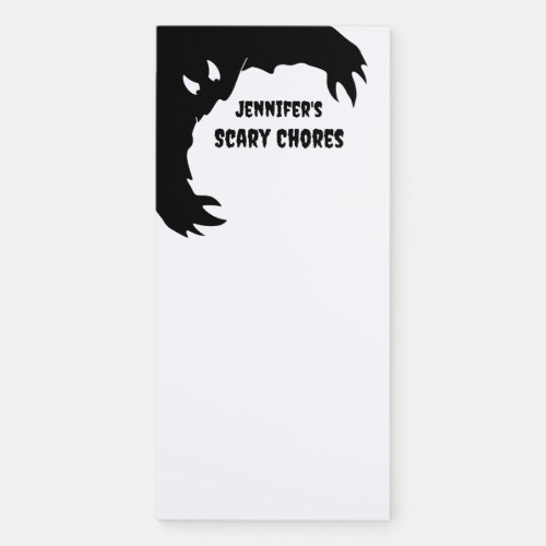 Personalize Halloween Monster Scary Chores Quote   Magnetic Notepad