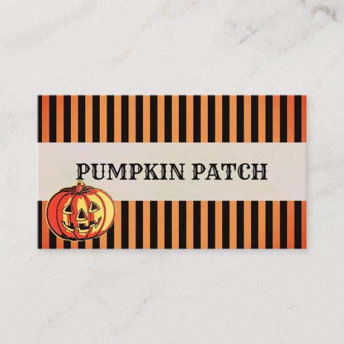 Personalize Halloween Pumpkin Patch Orange Black Business Card