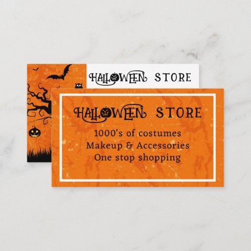 Personalize Halloween Store Costume Shop Business Card