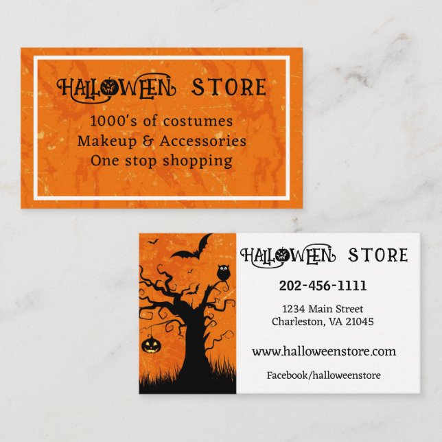 Personalize Halloween Store Costume Shop Business Card (Front/Back)