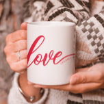 Personalize Hand-Lettered Love Red Coffee Mug<br><div class="desc">Customize this mug with the names of you and your partner or family and there is a place to add your established date. The mug features the word love in a hand-lettered font.</div>