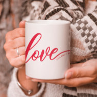Personalize Hand-Lettered Love Red Coffee Mug