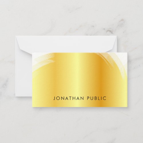 Personalize Hand Script Monogram Elegant Faux Gold Note Card