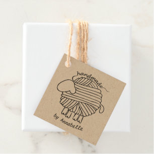 Personalize 'Handmade By' Yarn Sheep Gift Tag