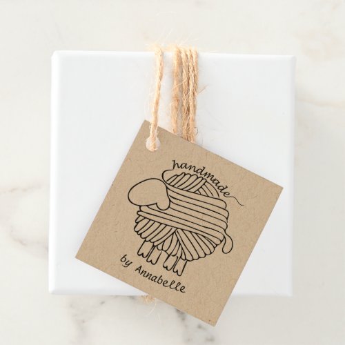 Personalize Handmade By Yarn Sheep Gift Tag