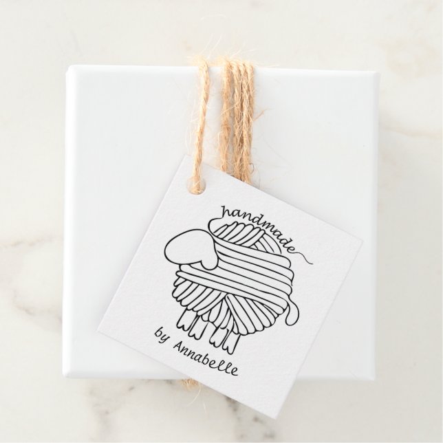 Personalize 'Handmade By' Yarn Sheep Gift Tag (In Situ)