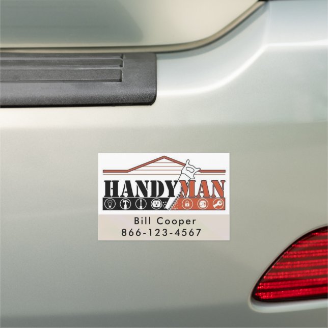 Personalize Handyman Car Magnet Rear Bumper (In Situ)