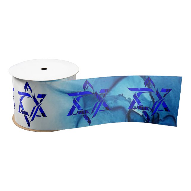 Personalize HANUKKAH HEBREW STARS Satin Ribbon (Spool)