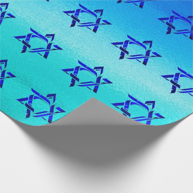 Personalize HANUKKAH HEBREW STARS Wrapping Paper (Corner)
