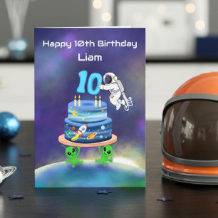 Personalize Happy 10th Birthday Astronaut  Card