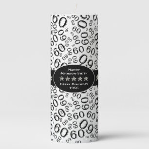 Personalize: Happy 60th Birthday Party Theme Pillar Candle