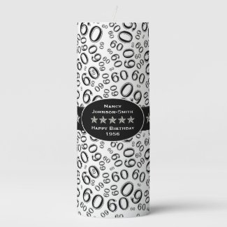 Personalize: Happy 60th Birthday Party Theme Pillar Candle