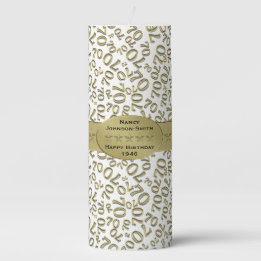 Personalize: Happy 70th Birthday Party Theme Pillar Candle