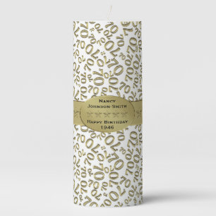 Personalize: Happy 70th Birthday Party Theme Pillar Candle