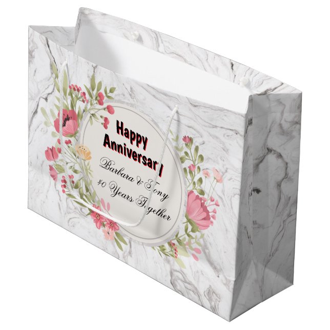 Personalize Happy Anniversary Large Gift Bag (Front Angled)