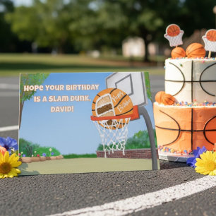 Personalize Happy Birthday Basketball Cake Card