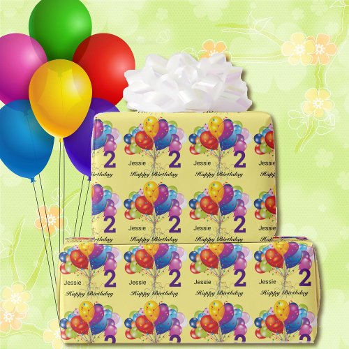 Personalize Happy Birthday Childs Name  Age Wrapping Paper