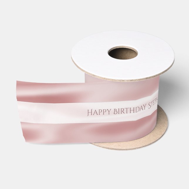 Personalize "Happy Birthday" Faux Girly Pink Satin Satin Ribbon (Spool)