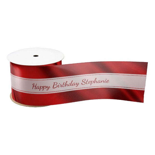 Personalize "Happy Birthday" Faux Red Satin Ribbon (Spool)