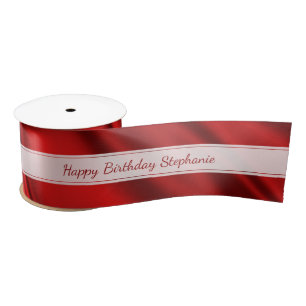 Personalize "Happy Birthday" Faux Red Satin Satin Ribbon