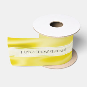 Personalize "Happy Birthday" Faux Yellow Satin Ribbon