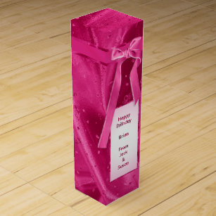Personalize: "Happy Birthday" Fuchsia Textured Wine Gift Box
