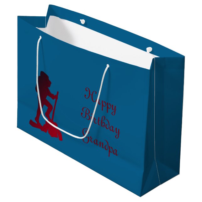 Personalize Happy Birthday Grandpa Large Gift Bag (Front Angled)