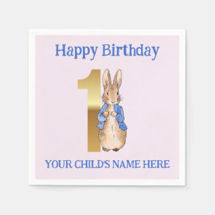 Personalize Happy birthday Name Peter the Rabbit Napkins