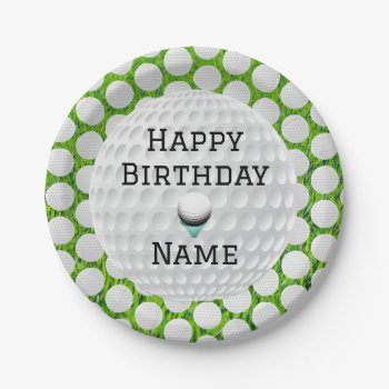 Personalize Happy Brithday Golf Designed  Paper Plates by Susang6 at Zazzle