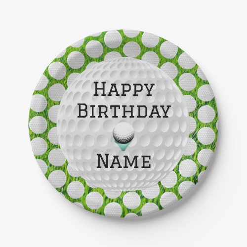 Personalize Happy Brithday Golf Designed  Paper Plates