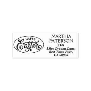 Personalize Happy Easter Symbol. Rubber Stamp