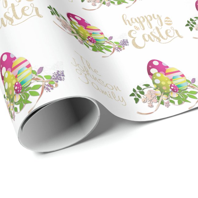 Personalize Happy Easter Wrapping Paper (Roll Corner)
