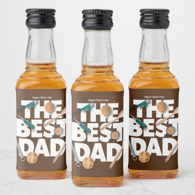 Personalize Happy Father's Day | The Best Dad-Dark Liquor Bottle Label (Bottles)
